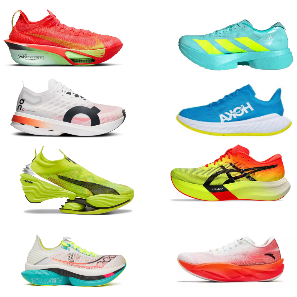 Image of some of the recent super shoes on the market